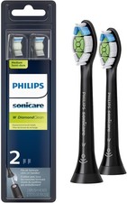Philips Sonicare W DiamondClean Whitening Brush Heads, 2 Pack, Black, HX6062/95