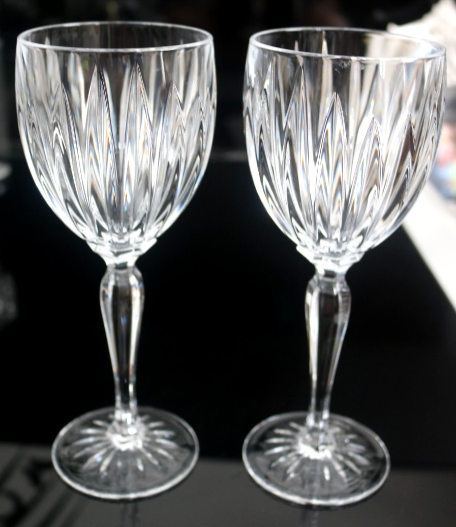 2 x Cristal d'Arques Durand Crystal CLASSIC Water Wine Glass Goblets Height 8"