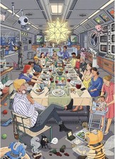 Space Station Family Dinner 1000 Pc Jigsaw Puzzle, Brand New-Sealed Box
