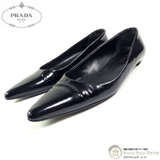 PRADA Patent Leather Low Heel Pumps Black Women's EU 37