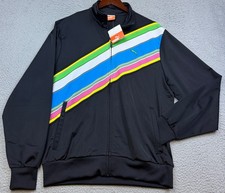 Puma Track Jacket Mens Medium Black Diagonal Stripe Full Zip Long Sleeve NWT