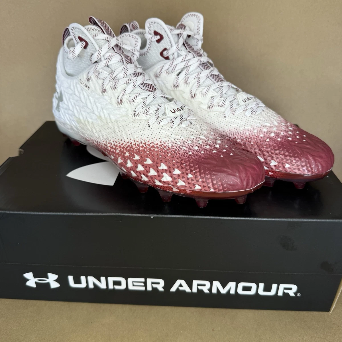 Under Armour Spotlight Clone 3.0 MC \'White Cardinal\' football cleats. NWT in box Under Armour Spotlight Clone 3.0 MC White Cardinal for sale  main image 4