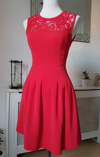 Stunning H&M Classic Red Lace Shoulder Festival Celebration Party Dress Sz 36 8