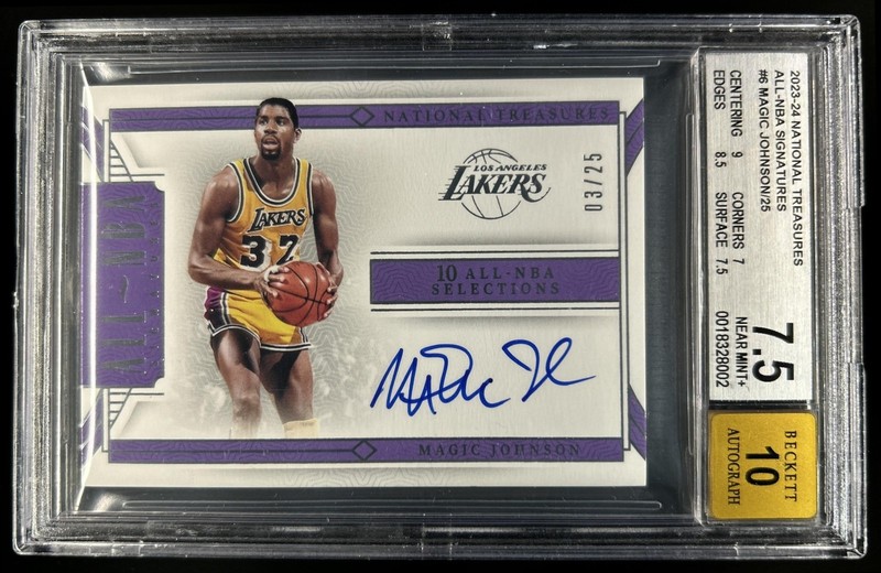 2023-24 National Treasures Magic Johnson All-NBA Signatures Auto #/25 BGS 7.5