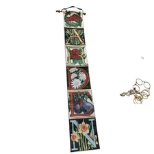 Garden Woven Tapestry With Wooden Hanging Rod 35” Long