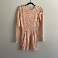 Tobi Women M Peach Lace Long Sleeve My Lace Or Yours Bodycon Mini Dress