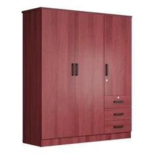 Pemberly Row Engineered Wood Wardrobe Armoire Closet in Mahogany