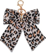 Leopard Print Bowknot Bag Charms 2 pcs Set - Stylish Keychain Accessories