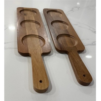 Rustic Acacia Wood Beer Flight Paddle Set Craft Beer Tasting Serving Boards