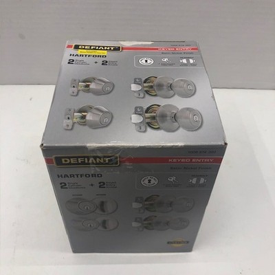 Defiant Hartford Satin Nickel Keyed Entry Door Knob Project Pack 32BGX2D1B NIOB