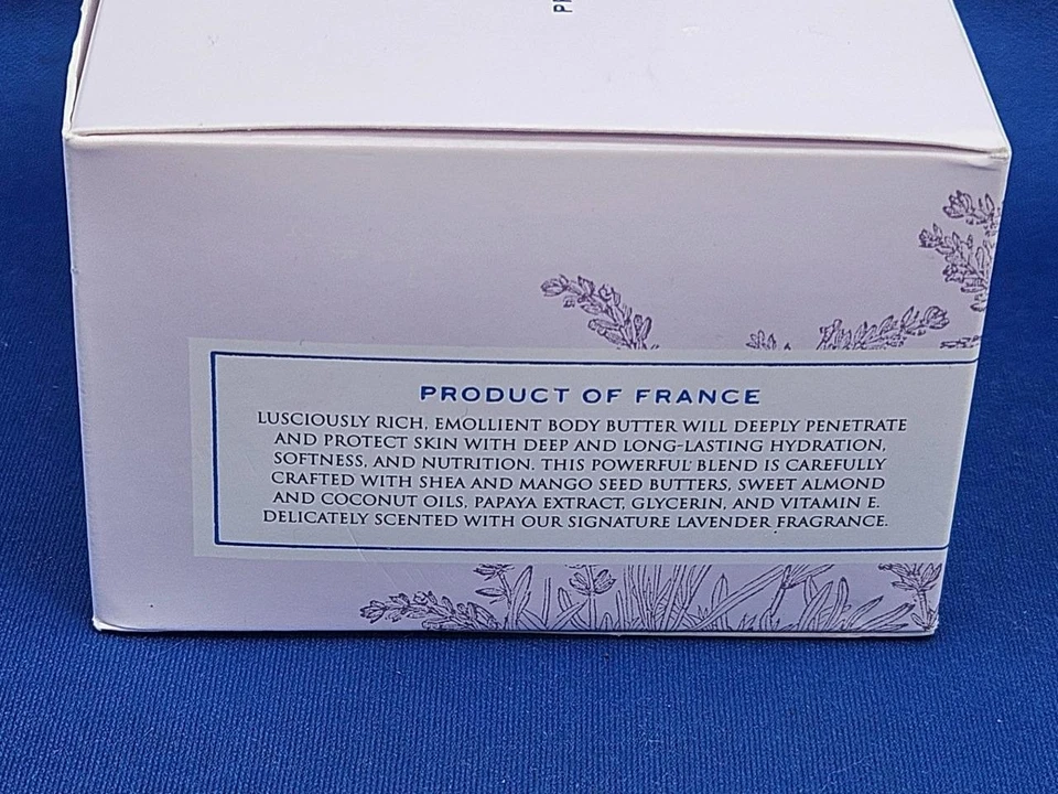 Manteca corporal de lavanda Pre De Provence tarro de 6,7 OZ nueva caja abierta karité hecha en Francia Foto 4 de 4
