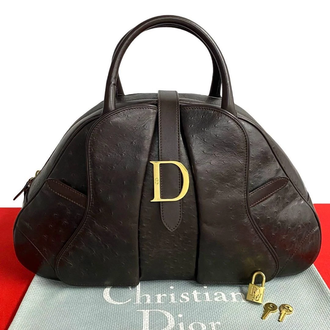 Sac à main Christian Dior logo CD cuir marron
