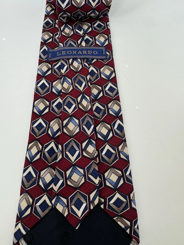 Leonardo мужчин галстук пейсли геометрический черный золотой бордовый красный - Изображение 3 из 4