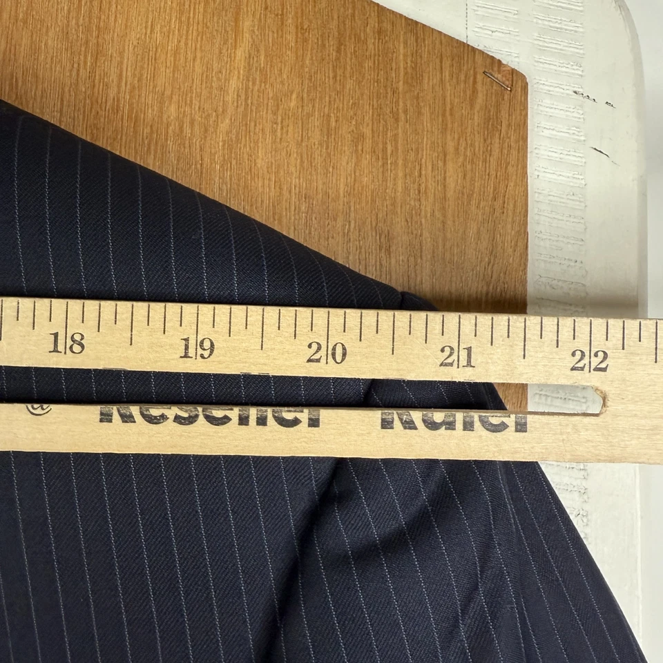 Calvin Klein Suit Mens 50R Navy Blue Pinstripe 2 Button 100% Wool Pants 46x27 - Image 4 of 4