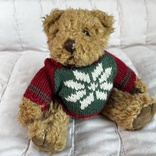 Vintage Russ Bertie  Co Sitting Teddy Bear With Snowflake Sweater 5  Plush