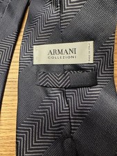 Armani Collezioni Silk Tie Grey Black Very Good Made In Italy