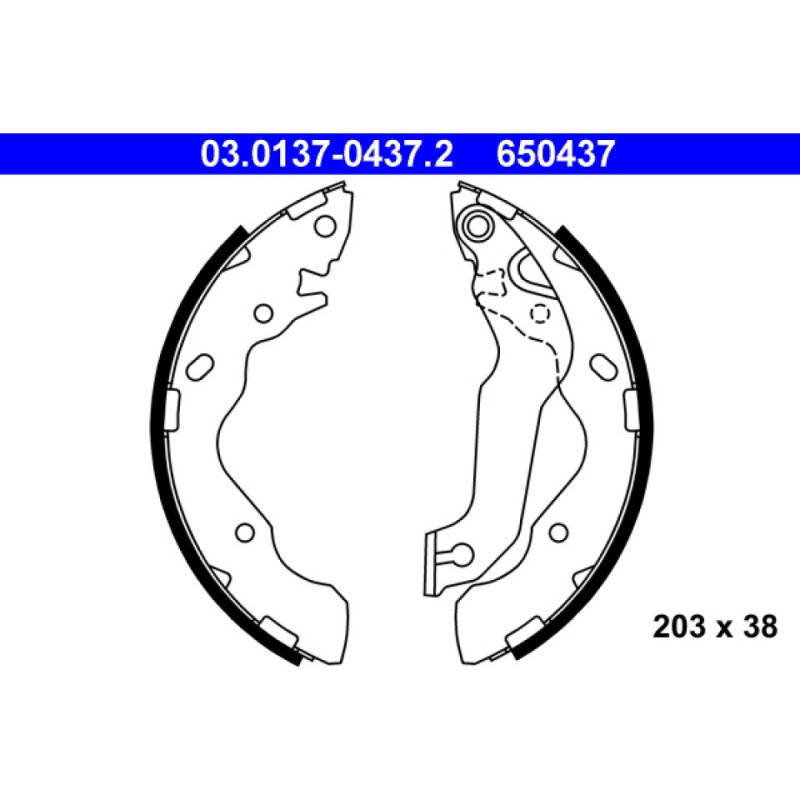 ATE 03.0137-0437.2 Brake Shoe Set Rear for Elantra Accent Matrix