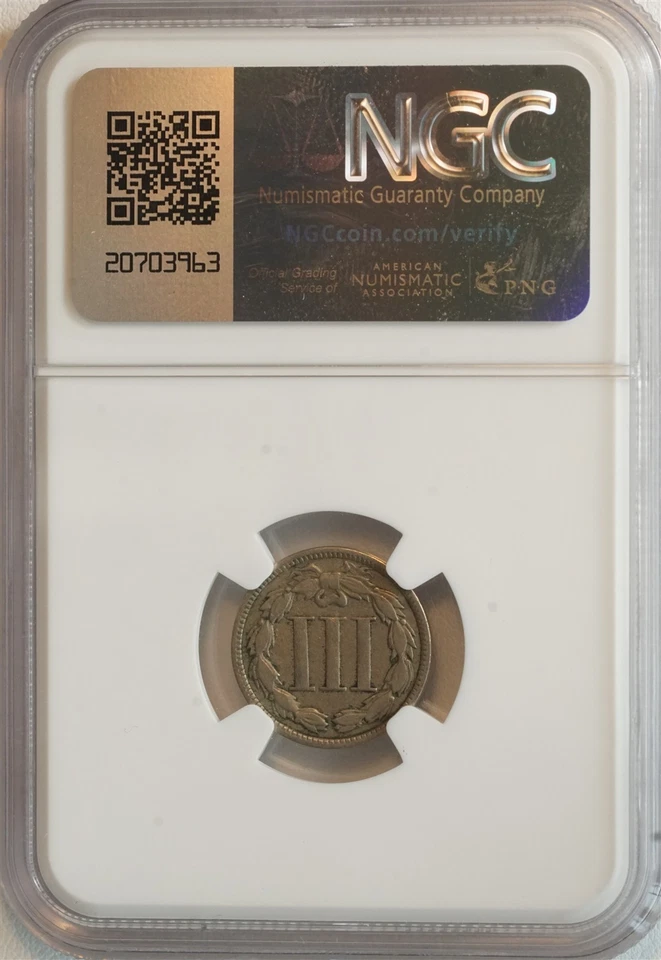 1869 Nickel Three Cent Piece F 15 NGC 3C - Image 2 of 4