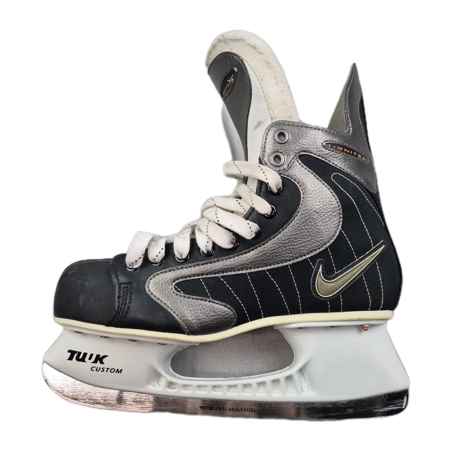 Nike Ignite TUUK Custom Hockey Skates 5 Black White Stitching Vintage Rare thumbnail 16