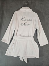 Vintage Y2K VICTORIA'S SECRET LOGO SHORT COZY ROBE size M/L Pink Fleece