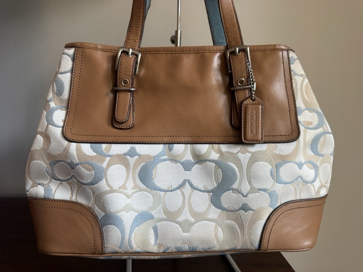 RARE Coach Ltd Ed Hamptons Blue Optic Sig C Carryall Tote Bag