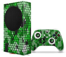 Skin Wrap for XBOX Series S Console Controller HEX Mesh Camo 01 Green Bright