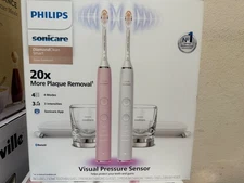 Philips Sonicare DiamondClean Smart Rechargeable Toothbrush, 2-pack, White Pink