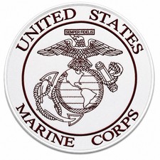 US Marine Corps Round Back Patch | White 10x10 Embroidered USMC Emblem