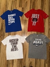 Nike Boys Cotton T-shirt Graphic Tee Shirt Sz Small 8 Lot Of 4