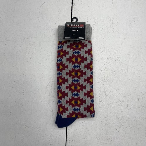 K Bell Gray Aztec Printed Crew Socks Mens Size 10-13 - Picture 1 of 4