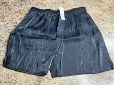 Vintage Murano Boxer Shorts Shiny Black Satin Rayon/Poly Men's Size Medium NWT