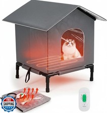 CroBlissful Elevated Heated Cat House for Outside 14  12.5  12.