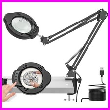Magnifying Glass with Light and Clamp 15X 10X Desk Magnifying Lamp 84 LED Real