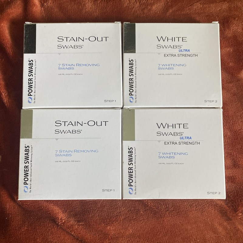 NEW Power Swabs Stain-Out ULTRA Lot Of 4 Whitening Teeth Sheer Science Step 1&2