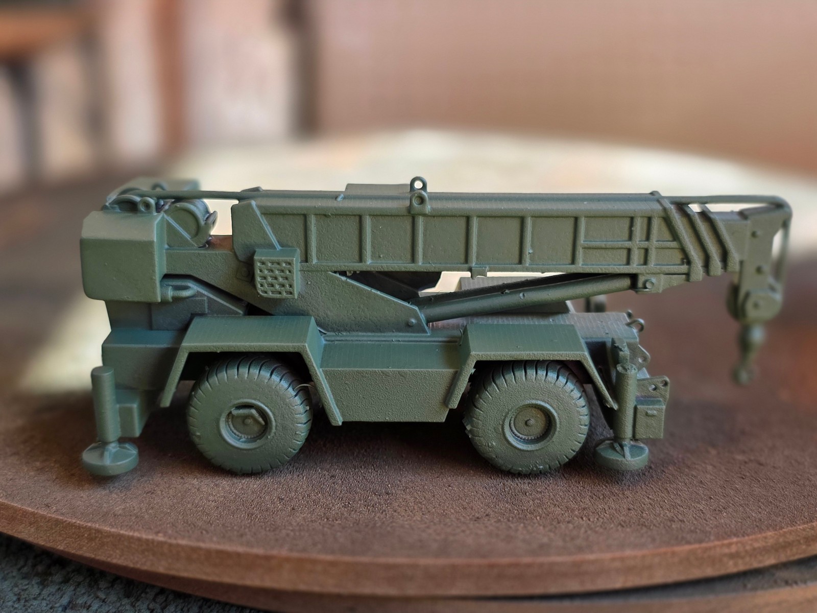 One HO 1/87 scale Rough terrain cargo crane flat car load, EXCLUSIVE!