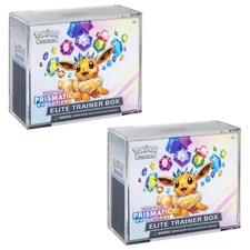 2 Pack Premium Acrylic Display Case Box Pokemon ETB Trainer Boxes UV Protected