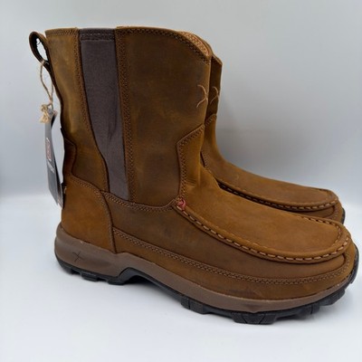 Twisted X Mens Hiker Boots Distressed Saddle Brown Leather Moc Toe MHKB003 8M