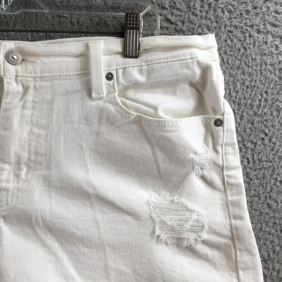 Levis Strauss & Co Mid Length Cut-Off Short Womens 33 White Denim Cotton Blend - Image 3 of 4
