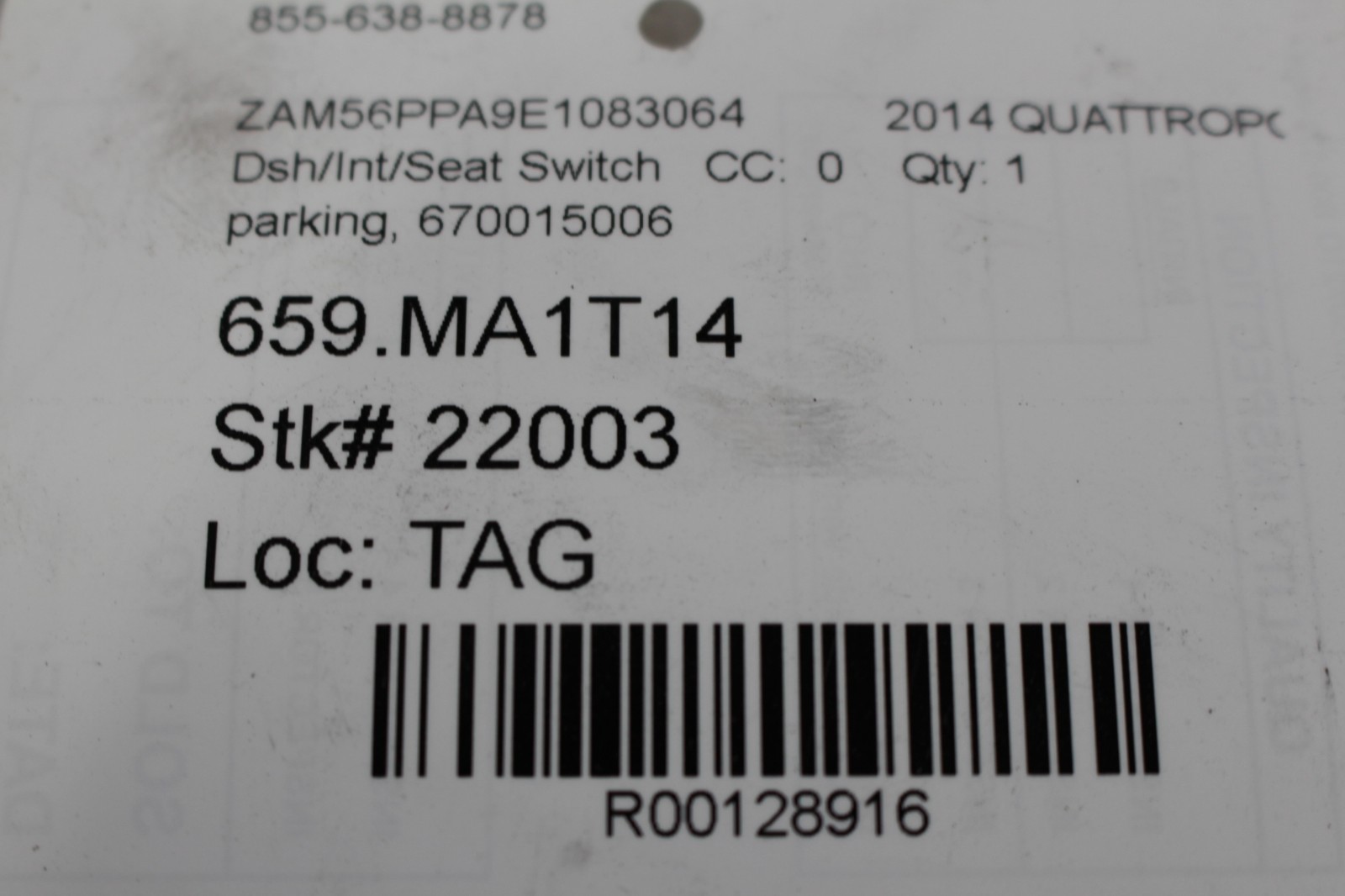 Maserati Quattroporte 2014 Parking brake switch P/N 670015006