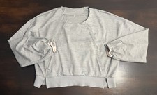 NEW Free People Movement Small Heather Gray Crewneck Cropped Sweatshirt