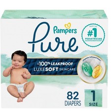 82 Count Pampers Pure Protection Baby Diapers, Size 1 (8-14 lbs) Up to 100% 0.28 per diaper