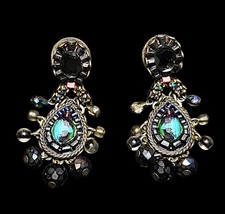 Orecchini Vintage Ayala Bar Midnight Voodoo Perline Dichiarazione Firmati Israele