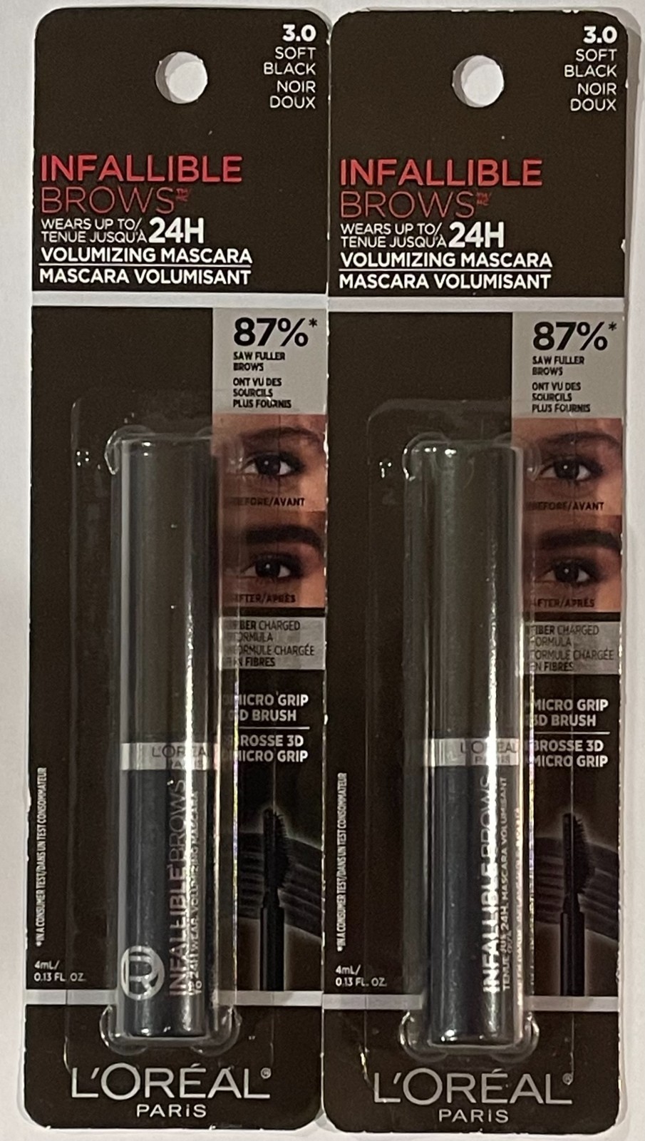 Loreal Infallible Brows Voluminizing Mascara 30 Soft Black 2 Pack 3290₽