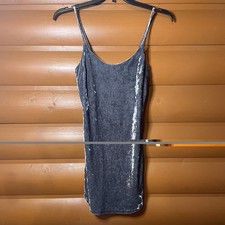Forever 21 Women Sz M Gray Spaghetti Strap Crushed Velvet Dress Y2K
