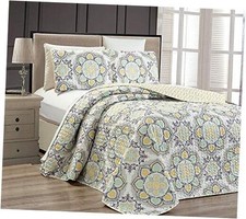 Fancy Collection 3 Pc Bedspread Bed Cover King/California King Yellow Medallion
