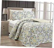 Fancy Collection 3 Pc Bedspread Bed Cover King/California King Yellow Medallion