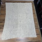 Handmade Crochet Throw Blanket Textured Afghan Knitted 53x40 Cozy Home Decor