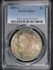 1879-S Morgan Dollar PCGS MS-64 - Blue & Blood Orange Obverse Toning!