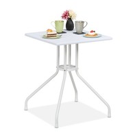 Gartentisch Balkontisch Terrassentisch Beistelltisch Outdoor Tisch Eckig Weiß
