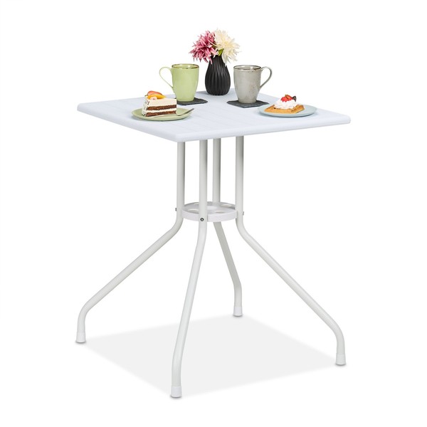 Gartentisch Balkontisch Terrassentisch Beistelltisch Outdoor Tisch Eckig Weiß-image